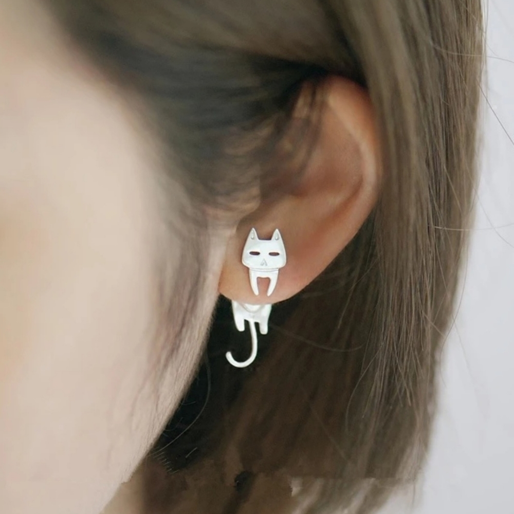 925 Sterling Silver Cat Fish Stud - Picture 3 of 5